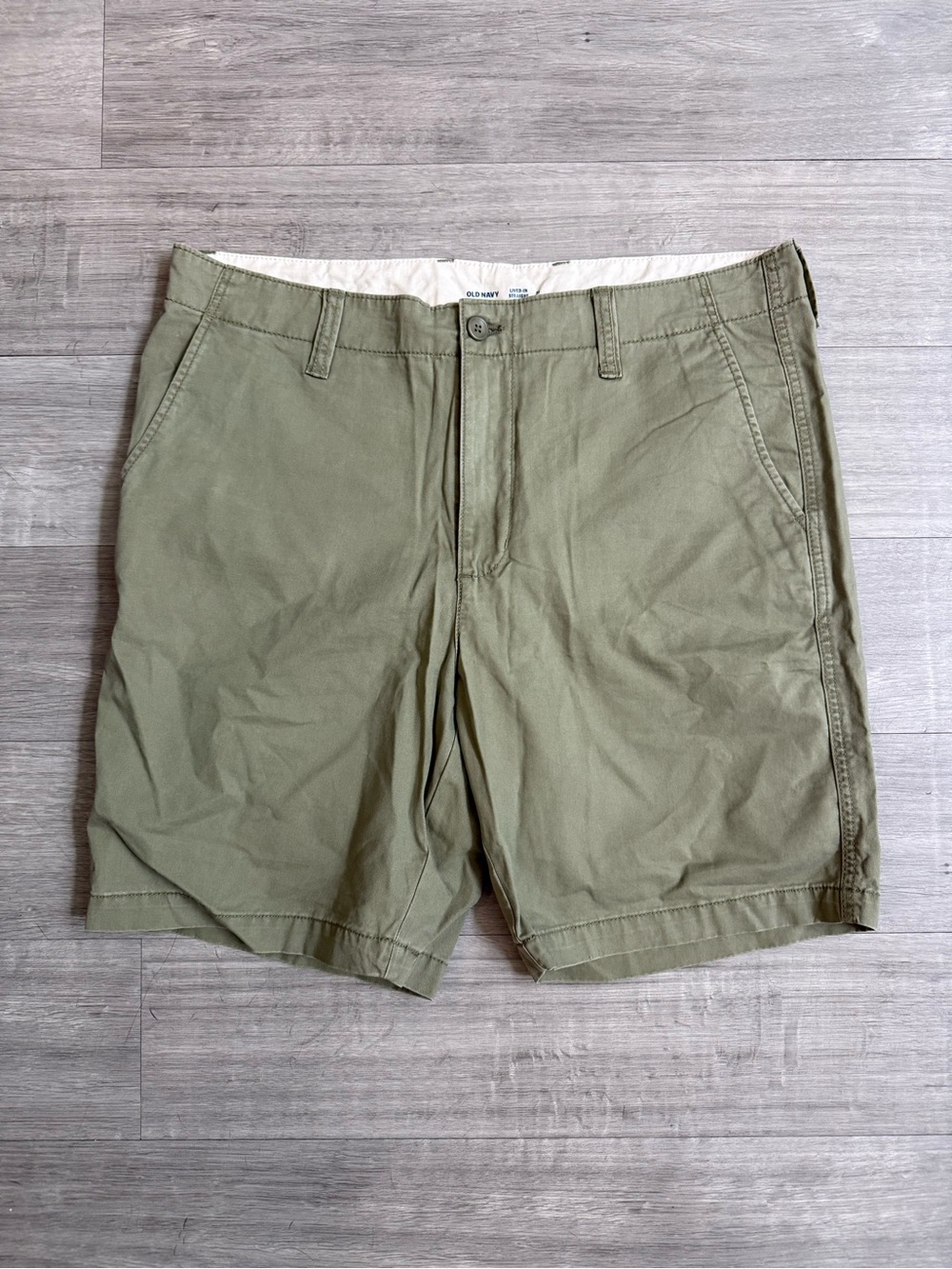 Old Navy Olive Green Flat-Front Chino Shorts